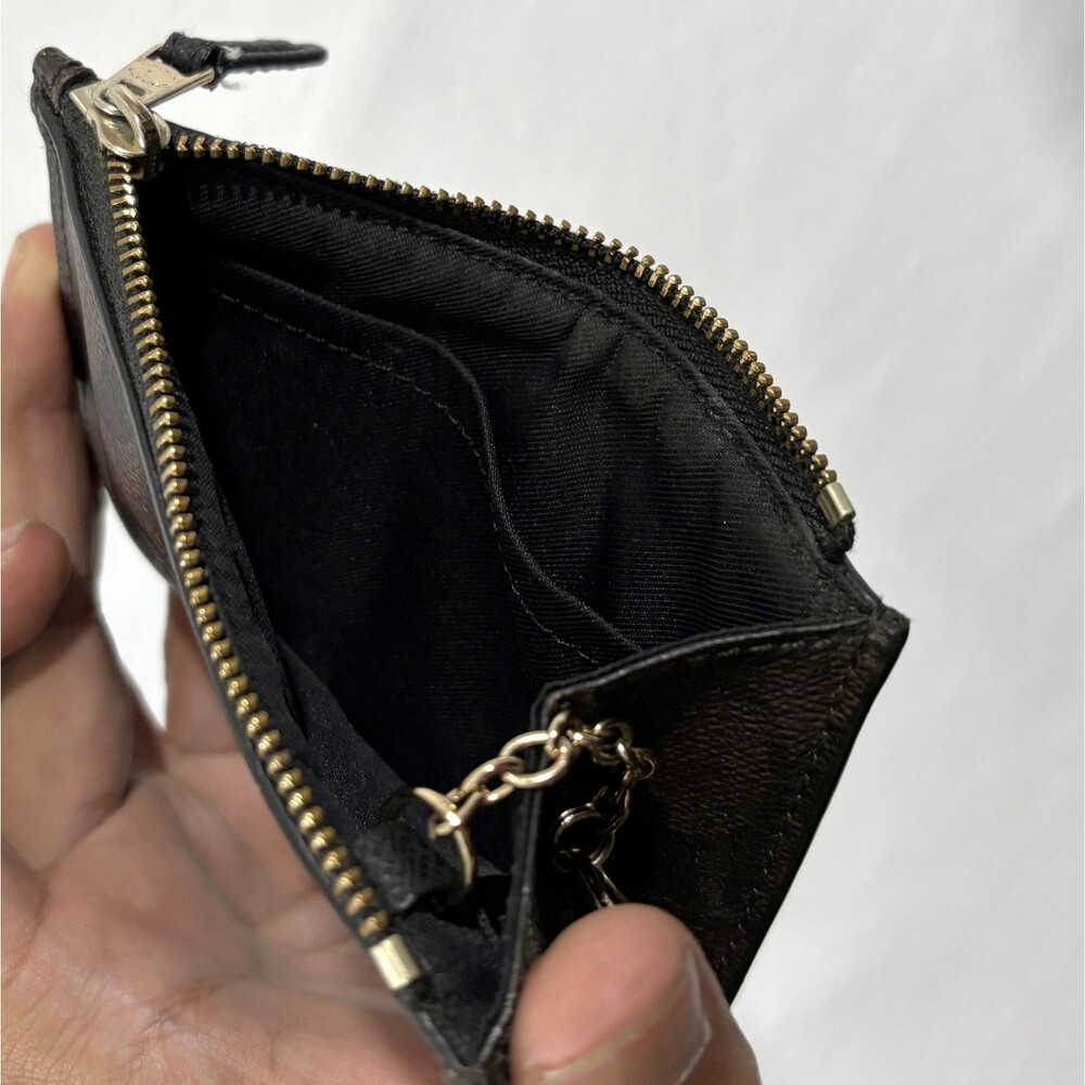 Coach Y2K VTG ID Skinny Wristlet Signature Brown Black Grain Leather Wallet - Picture 5 of 9